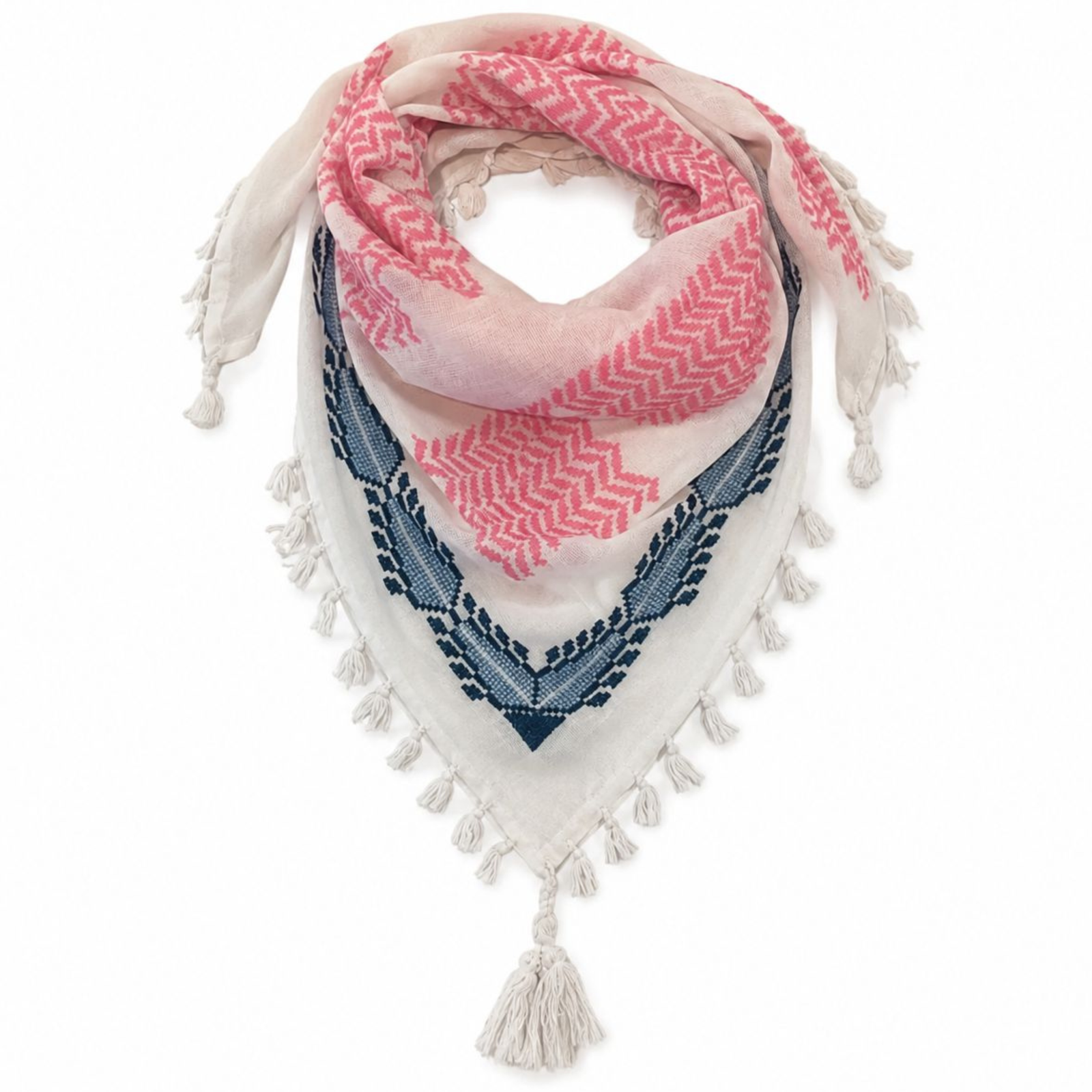 MINI PINK & WHITE BLUE FLAME COTTON KEFFIYEH