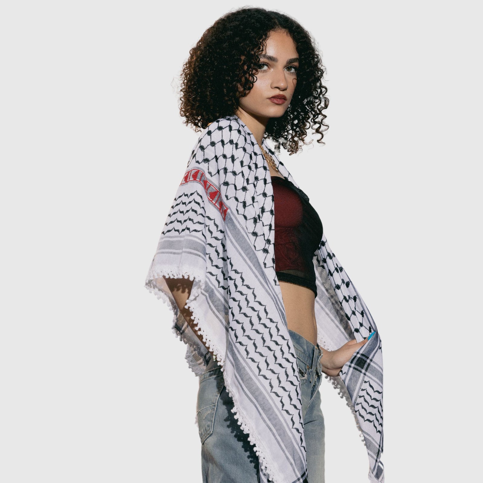 BLACK & WHITE KEFFIYEH MAKATEEB (MESSAGES)