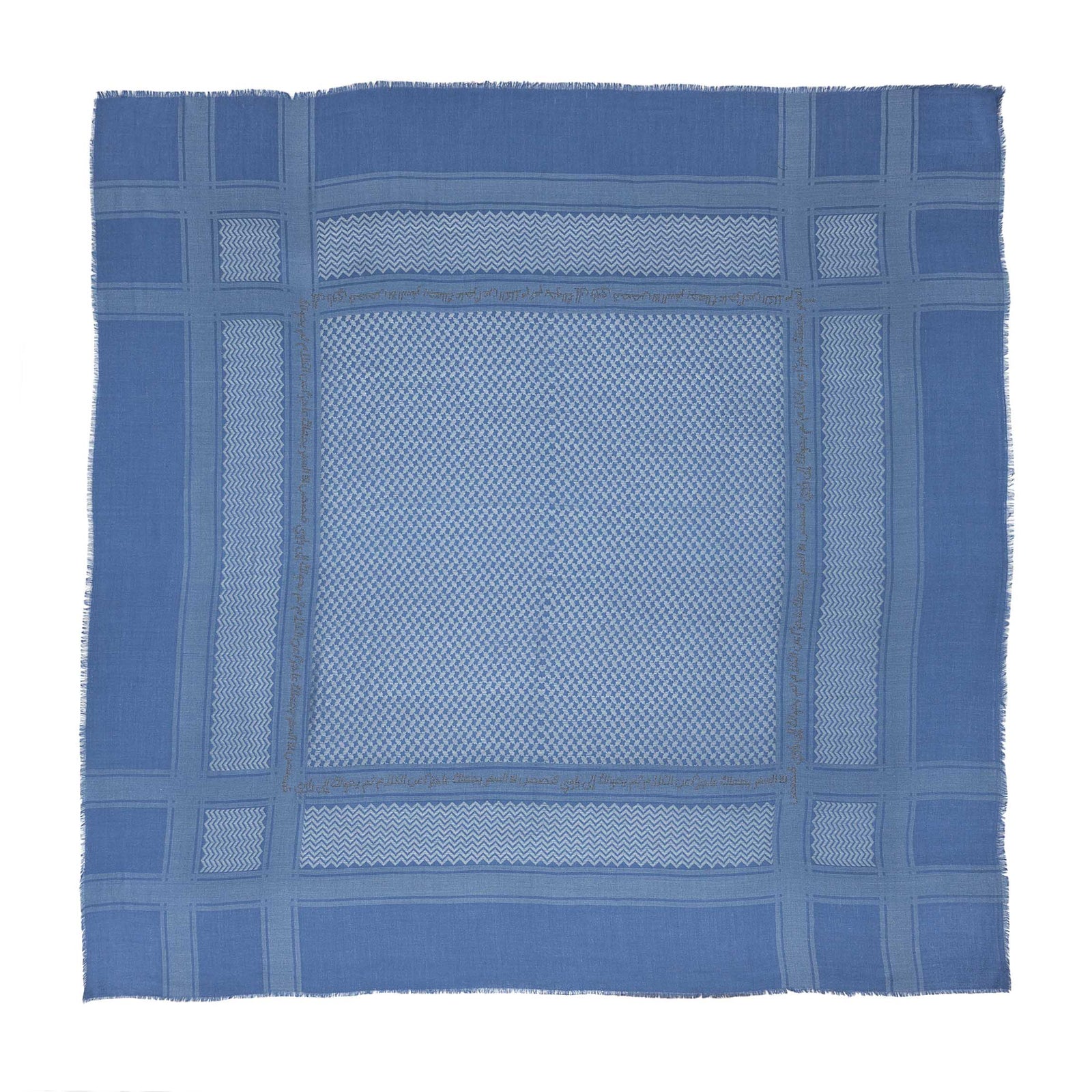 BLUE MERINO WOOL & SILK IBN BATTUTA KEFFIYEH