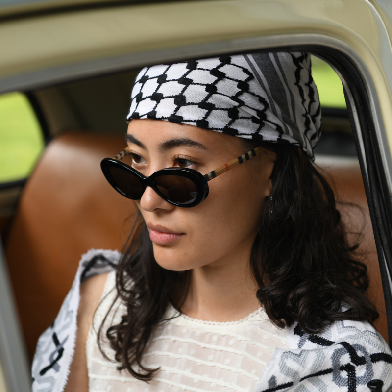MINI BLACK & WHITE FLAME COTTON KEFFIYEH