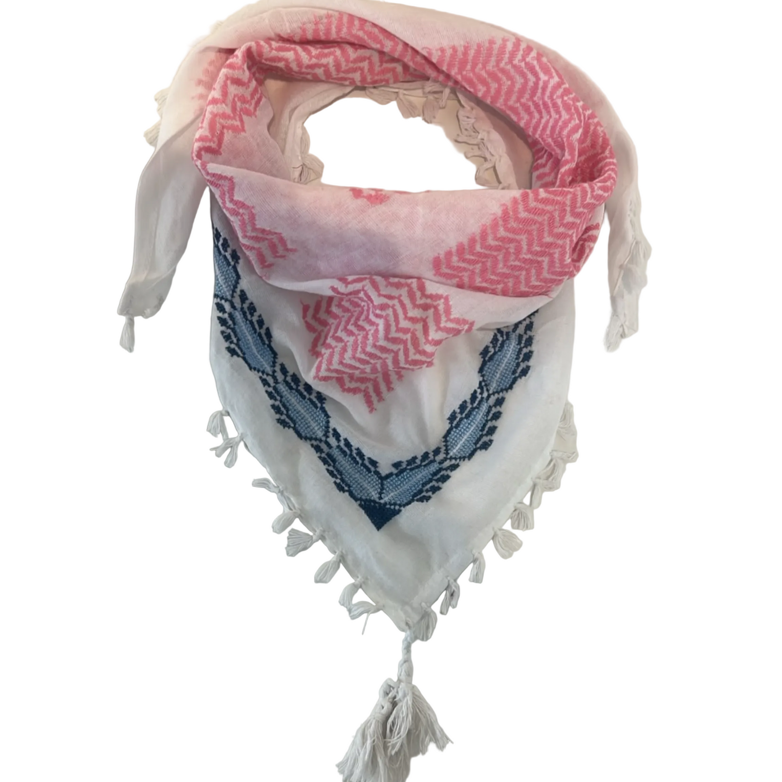 MINI PINK & WHITE BLUE FLAME COTTON KEFFIYEH