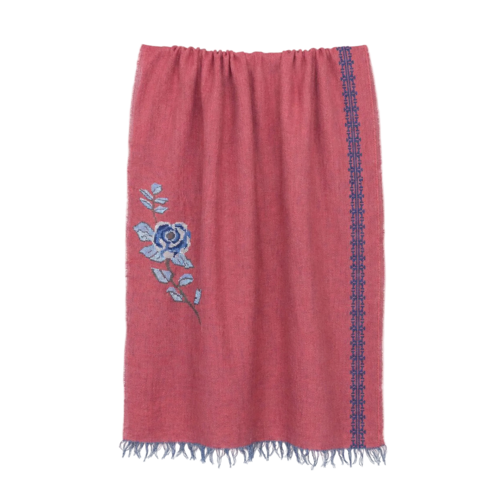 RED LINEN SHAWL IBRAHIM & HANA ROSE