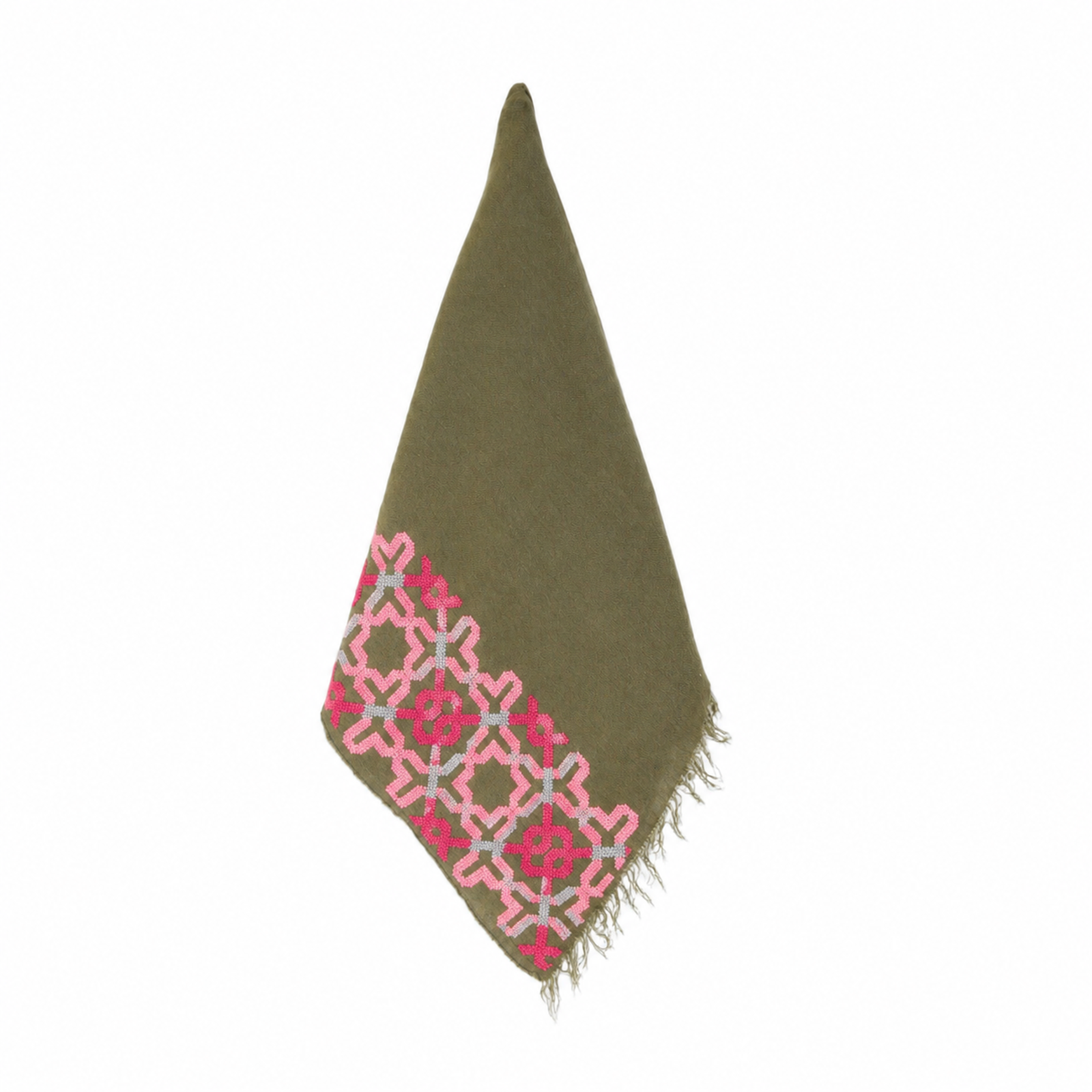 KHAKI LINEN SHAWL PINK ALHAMBRA