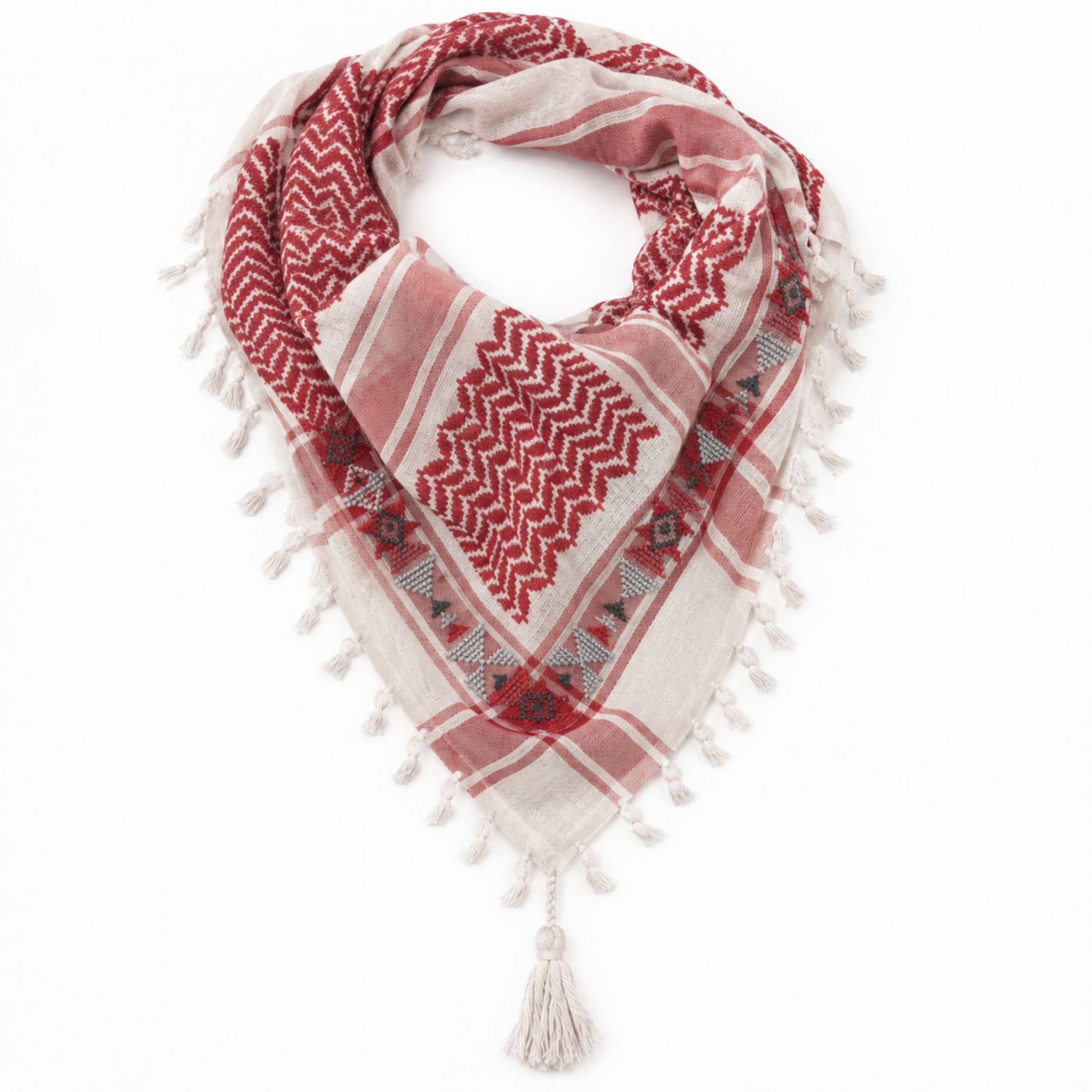 MINI RED & WHITE SADU BEDUIN COTTON KEFFIYEH