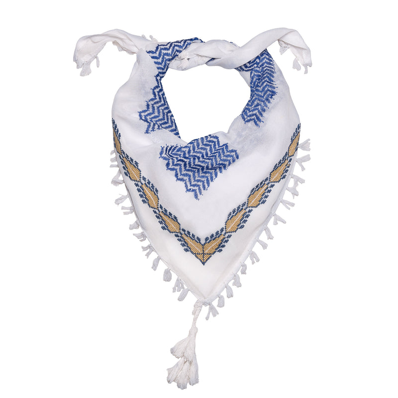 MINI BLUE & WHITE FLAME COTTON KEFFIYEH