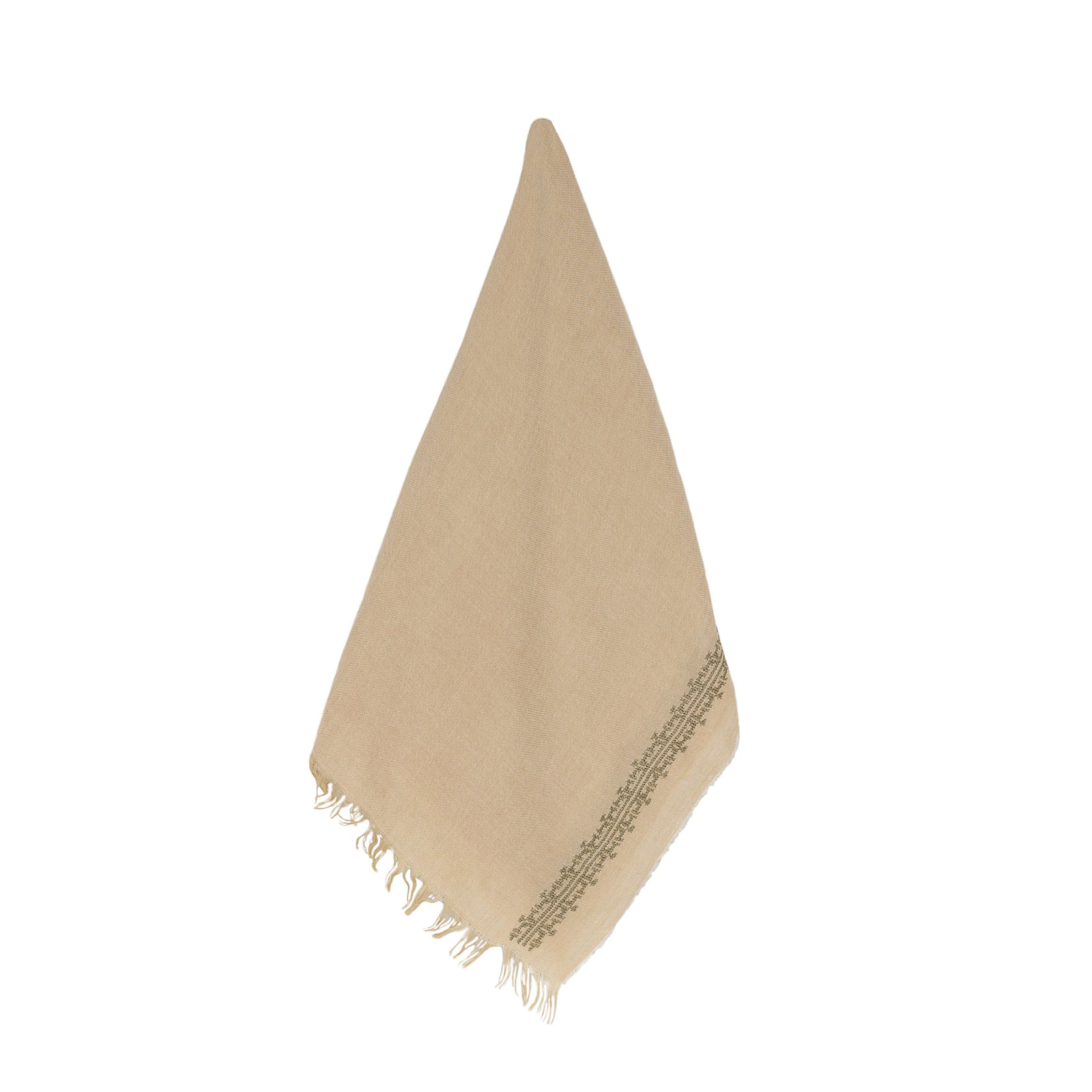 BEIGE LINEN SHAWL KHAKI IBRAHIM + HANA ROSE