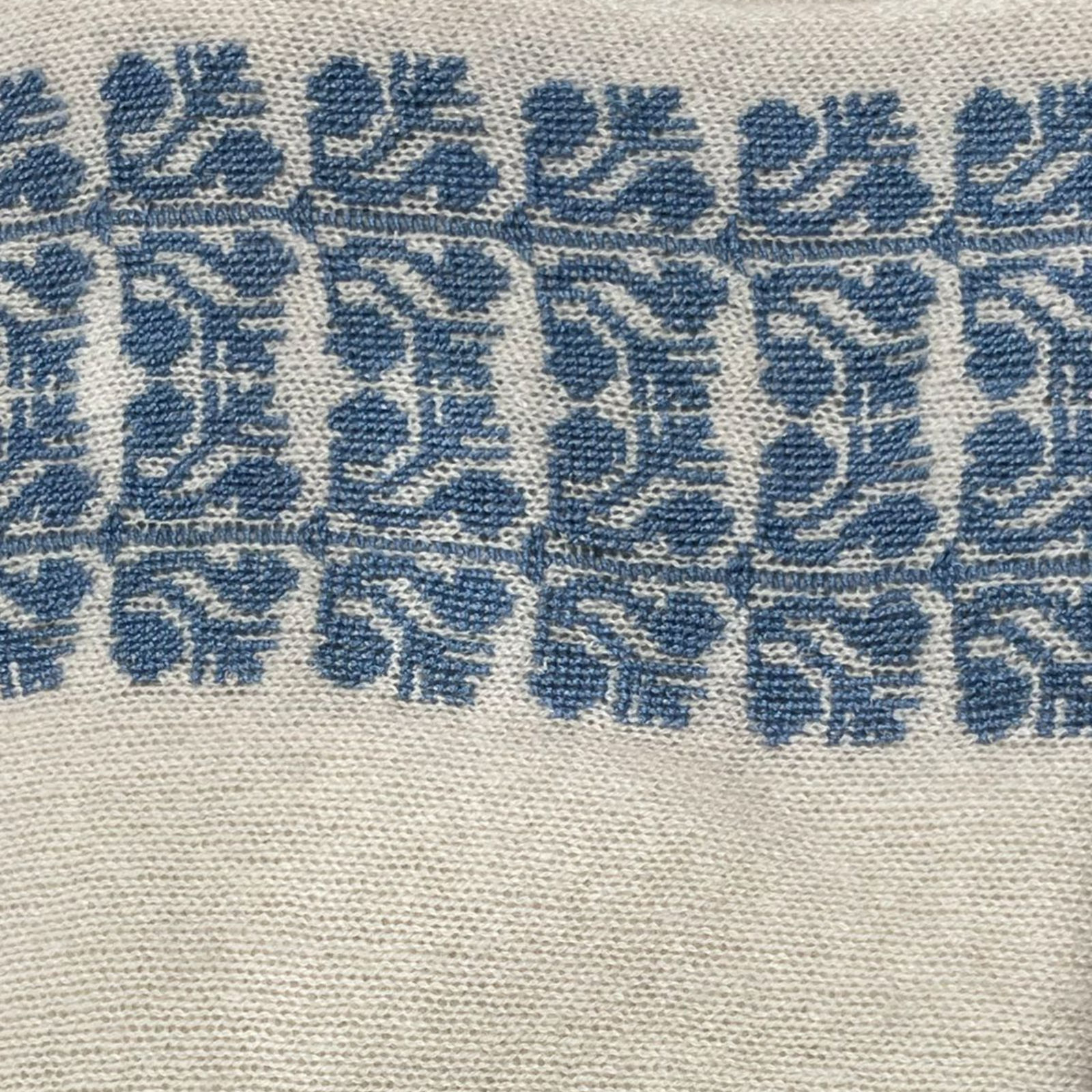 CREAM BEIGE CASHMERE SHAWL ANTIQUE BLUE SINEAD