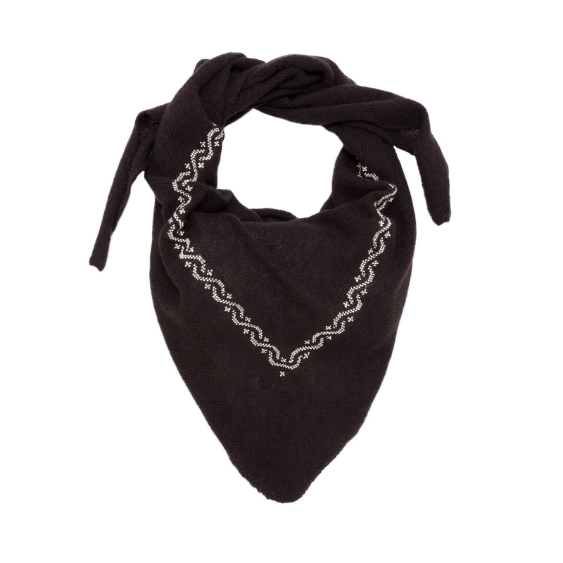 BROWN CASHMERE TRIANGLE SCARF | WAVES